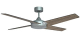 Ruskin 52 inch ceiling fan in brushed nickel finish, barnwood finish blades and remote control