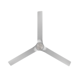 52 inch Smooth Flush Ceiling Fan in Brushed Nickel and Silver shown from below