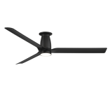 52 inch Smooth Flush Ceiling Fan with LED Light in Matte Black