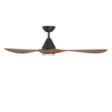 60 inch Carve Ceiling Fan with LED Light by Modern Forms - Matte Black with Distressed Koa Blades