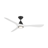 60 inch Carve Ceiling Fan with LED Light by Modern Forms - Matte Black with Matte White Blades