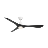 Carve ceiling fan in matte white with matte black blades and LED light