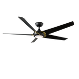Lucid ceiling fan in Matte Black with Soft Brass accents