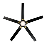 Lucid ceiling fan in Matte Black with Soft Brass accents