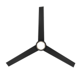Bolo ceiling fan in Matte Black with LED Light shown from below