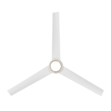 Bolo Ceiling Fan with LED Light in Matte White shown from below