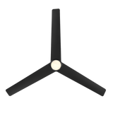 Pisces ceiling fan in Matte Black shown from below