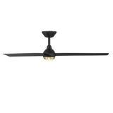 Pieces Ceiling Fan in Matte Black with Soft Brass accent shown from side