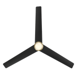 Pieces Ceiling Fan in Matte Black with Soft Brass accent shown from below
