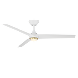 Pisces Ceiling fan in Matte White with Soft brass accents