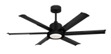 Titan II Ceiling Fan with 52 inch Sweep Aluminum Blades in Matte Black with Light