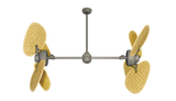 46 inch Twin Star III Dual Motor Ceiling Fan - Woven Bamboo Natural Blades, Driftwood Motor Finish