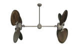 50 inch Twin Star III Double Ceiling Fan - Arbor 950 Dark Walnut Blades, Driftwood Motor Finish