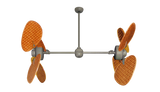 46 inch Twin Star III Dual Motor Ceiling Fan - Woven Bamboo Cherry Blades, Driftwood Motor Finish