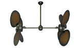 50 inch Twin Star III Double Ceiling Fan - Distressed Walnut Blades, Oil Rubbed Bronze Motor Finish