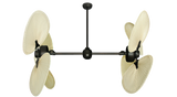 54 inch Double Ceiling Fan with natural palm blades and oil rubbed bronze finish.