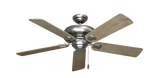 Tiara Ceiling Fan in Satin Steel with Driftwood Blades