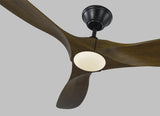 52 Maverick LED by Monte Carlo - Matte Black with Dark Walnut Blades Close-Up