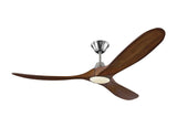 60 Maverick LED by Monte Carlo - Brushed Steel with Koa Blades