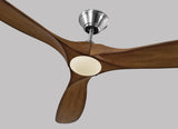 70 Maverick LED by Monte Carlo - Brushed Steel with Koa Blades Close-Up