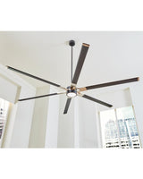 96 Loft LED by Monte Carlo - Midnight Black with Brushed Steel Hanging from Ceiling