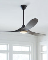 70 Maverick LED by Monte Carlo - Matte Black with Dark Walnut Blades Side View