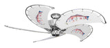 52 inch Nautical Dixie Belle Chrome Ceiling Fan - Permit - Game Fish of the Florida Keys Custom Canvas Blades
