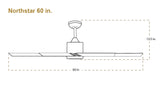 60 inch Northstar Ceiling Fan by TroposAir Pure White Dimensions