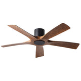 54 inch Aviator 5 Ceiling Fan - Matte Black with Distressed Koa Blades No Light