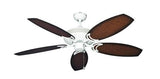 Atlantis Outdoor Ceiling Fan in Pure White with ABS Aged Mahogany Oar Blades