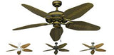 Atlantis Outdoor Ceiling Fan pictured in four color combinations