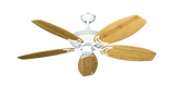 Atlantis Outdoor Ceiling Fan in Pure White with ABS Bamboo Brown Oar Blades