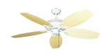 Atlantis Outdoor Ceiling Fan in Pure White with ABS Bamboo Natural Oar Blades