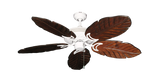 Atlantis ceiling fan in Pure White with 52 inch Carved Arbor Wood Leaf Blades - Cherrywood