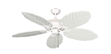 Atlantis ceiling fan in Pure White with 52 inch Carved Arbor Wood Leaf Blades - Pure White