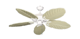 Atlantis ceiling fan in Pure White with 52 inch Carved Arbor Wood Leaf Blades - Whitewash