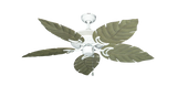 Atlantis Ceiling Fan in Pure White with Driftwood finish Venetian leaf blades