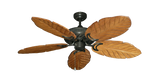 Atlantis ceiling fan in Oil Rubbed Bronze with 52 inch Carved Arbor Wood Leaf Blades - Oak