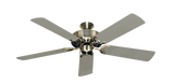 Dixie Belle traditional ceiling fan in Antique Brass with 52 inch Satin Steel Matte Blades