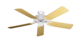Dixie Belle traditional ceiling fan in Pure White with 52 inch Honey Oak Gloss Blades