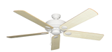 60 inch Futura Ceiling Fan in Pure White with Bleached Oak Gloss Blades