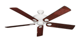 60 inch Futura Ceiling Fan in Pure White with Cherrywood Gloss Blades