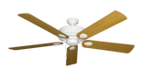 60 inch Futura Ceiling Fan in Pure White with Honey Oak Matte Blades