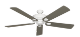 60 inch Futura Ceiling Fan in Pure White with Satin SteelMatte Blades