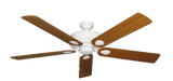 60 inch Futura Ceiling Fan in Pure White with Teak Matte Blades