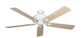 60 inch Futura Ceiling Fan in Pure White with Unfinished Oak Matte Blades