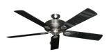 60 inch Futura Ceiling Fan in Satin Steel with Black Gloss Blades
