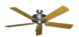 60 inch Futura Ceiling Fan in Satin Steel with Honey Oak Matte Blades