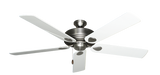 60 inch Futura Ceiling Fan in Satin Steel with Pure White Gloss Blades