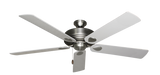 60 inch Futura Ceiling Fan in Satin Steel with Pure White Matte Blades